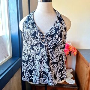 Jantzen "Classics" Paisley Keyhole, Halter Swim Suit Top, Size 16, RN#37966, NWT